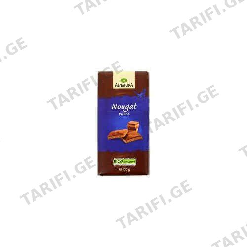 შოკოლადის ფილა ნუგა ორგანული /Alnatura/100გრ