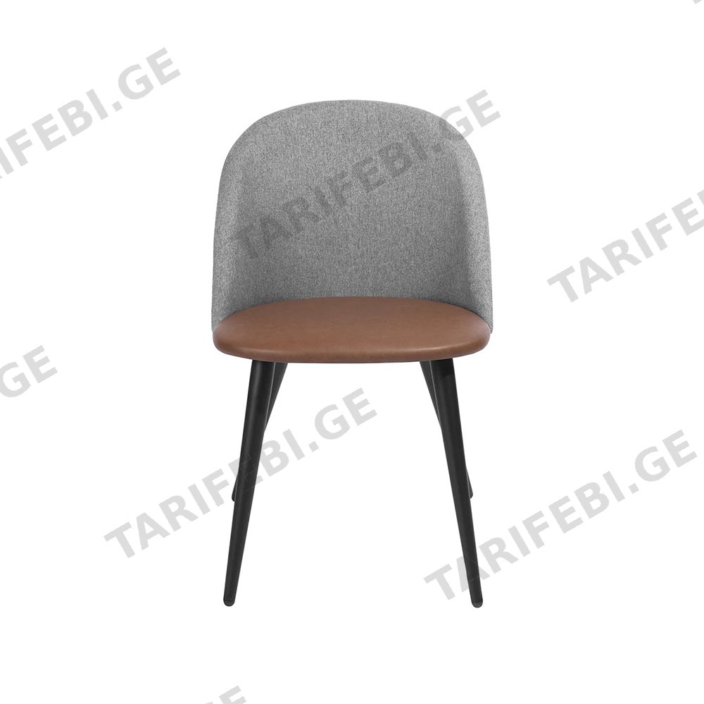 სკამი ZOMBA BROWN PU GREY FABRIC GREY  56x49x77 სმ