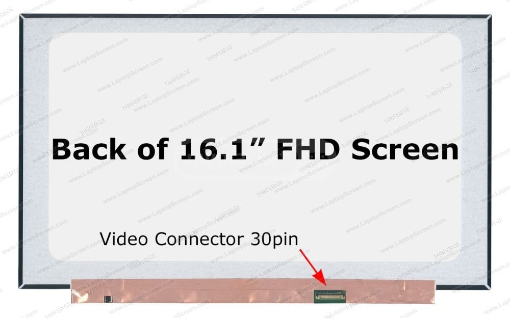 16,1 inch IPS 30Pin FullHD slim Laptop Screen სამაგრ. გარეშე