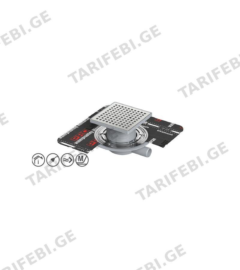 ტრაპი HEIGHT ADJUSTABLE FLOOR DRAIN 10x10 50მმ #VFD-734110 VALTEMO