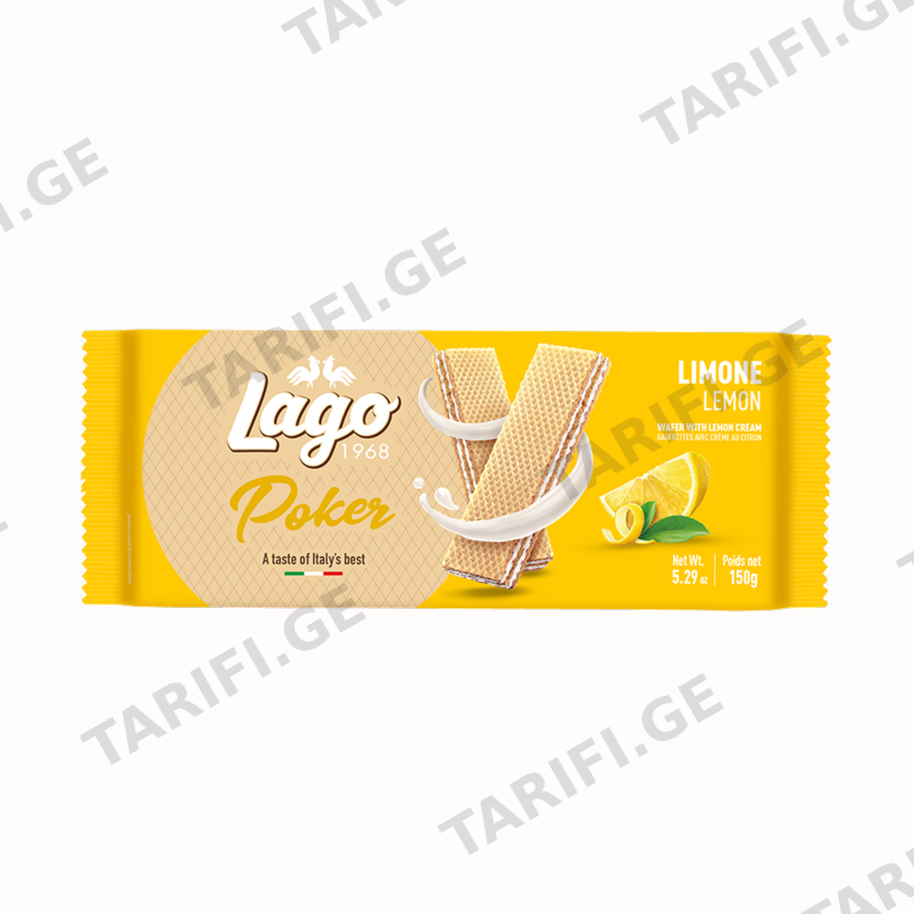 ვაფლი ლიმონით "Poker" 150გრ, "Lago Group"