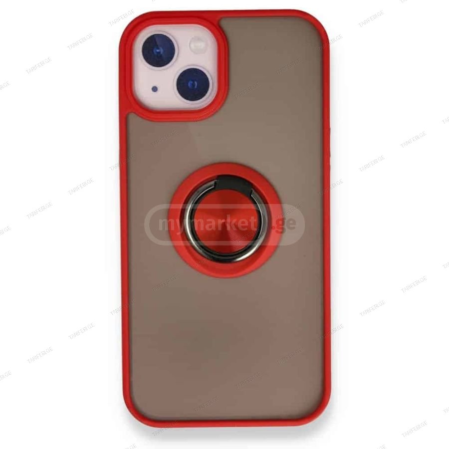 iPhone 13 Montreal Ring სილიკონის ქეისი ბეჭდით - წითელი