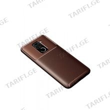 კარბონის ქეისი Xiaomi Redmi Note 9 Focus Carbon Case - ყავისფერი