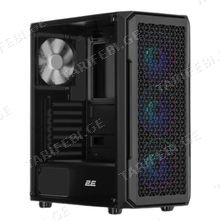2E GAMING Computer case HEXAGON (G338) MidT,2xUSB2.0,1xUSB3.0, 1x120+3x120ARGB ,TG (side panel),without PSU,black