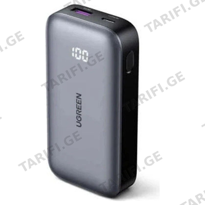 პორტატული დამტენი POWER BANK UGREEN NEXODE 25185 10000MAH 30W ნაცრისფერი