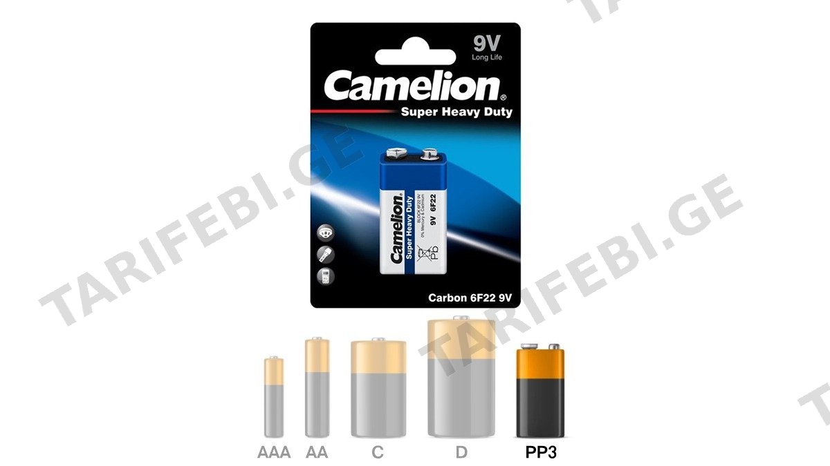 Camelion 9V/PP3 ელემენტი (1ცალი) (1094)