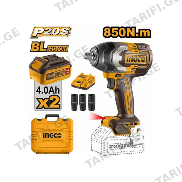 ელექტრო ქანჩის მოსახსნელი 20 V Li-Ion INGCO (CIWLI2085)