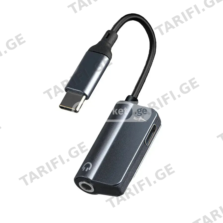 OTG ადაპტერი (Type-C to 3.5mm Jack + Type-C)