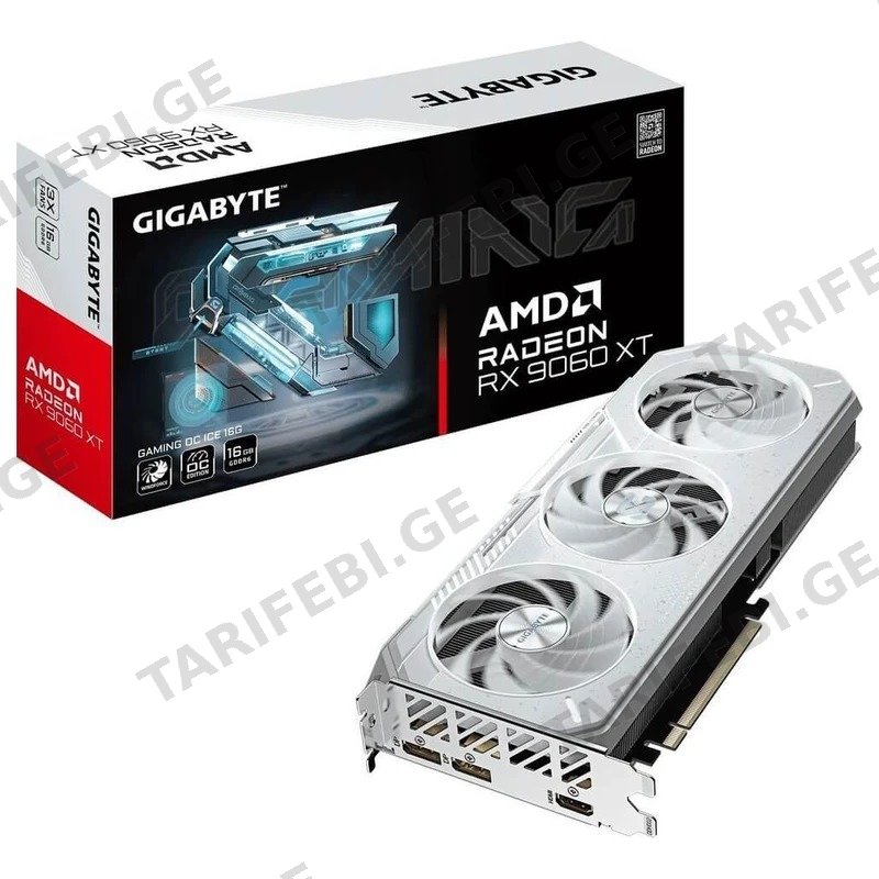 ვიდეო დაფა GIGABYTE RADEON RX 9060 XT GAMING OC ICE 16GB GDDR6 თეთრი