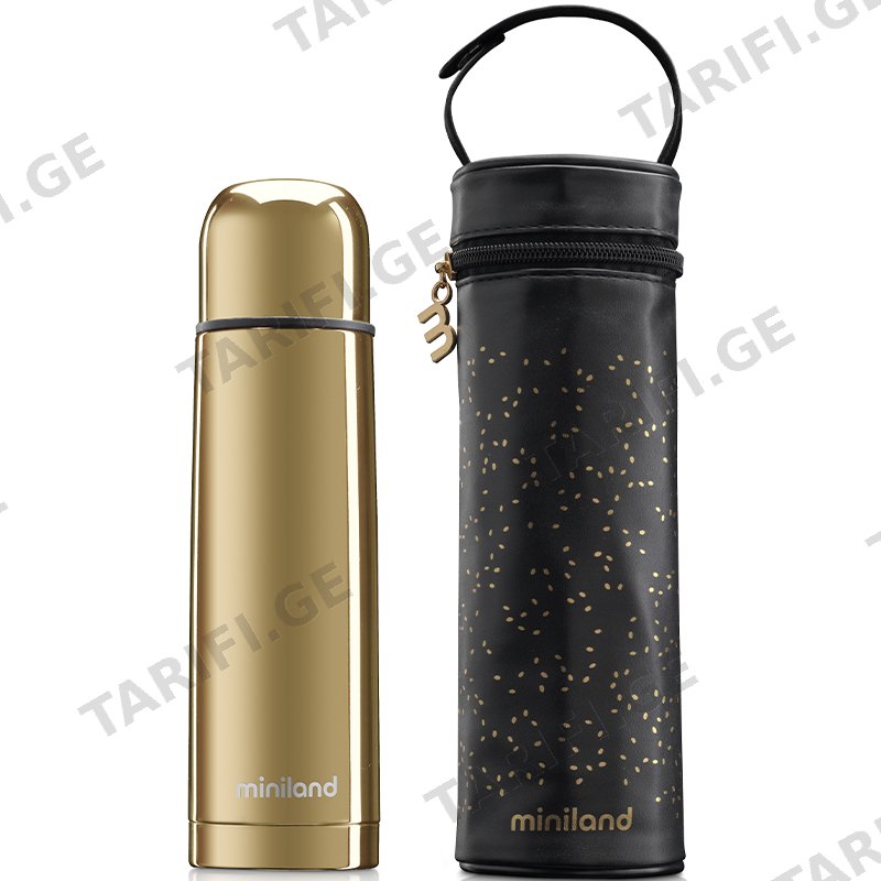ფოლადის თერმოსი იზოთერმული ჩანთით MINILAND DELUXE THERMOS GOLD