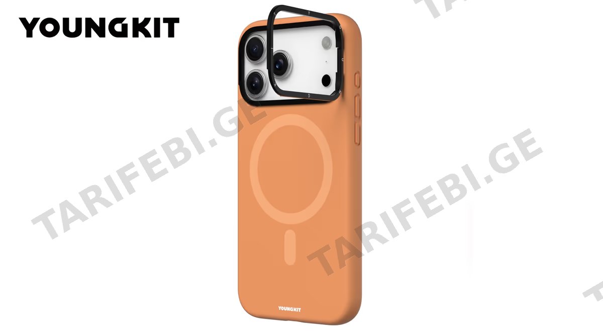 iPhone 17 ProMax Silicone Case with MagSafe, with Kickstand - Orange