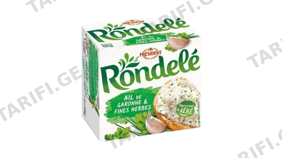 PRESIDENT RONDELE ნივრითა და მწვანილით 125გრ