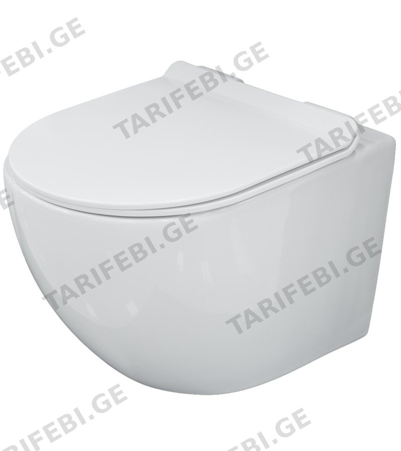 დასაკიდი უნიტაზი JT-M203 თეთრი, სახურავით (Rimless) JTO