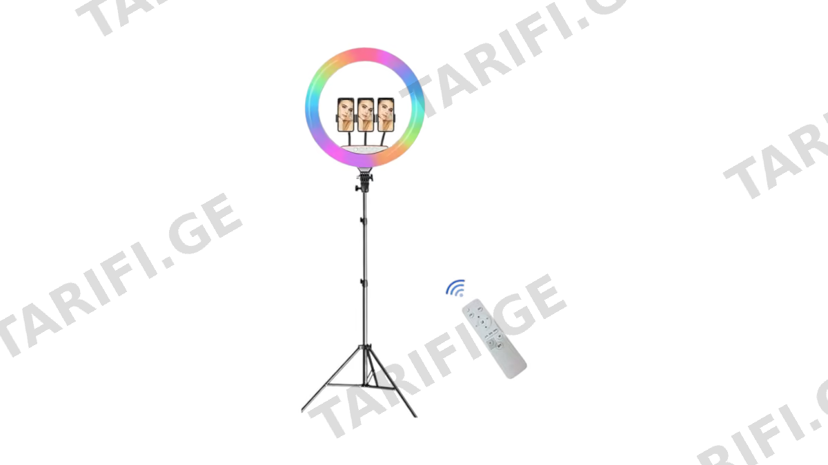iMO MJ-56 Ring Fill Light ლედ განათება 56სმ დიამეტრი (ფერადი)+შტატივი (9954)
