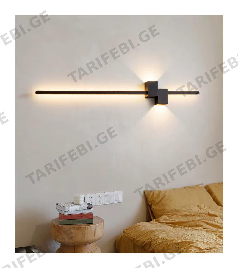 კედლის სანათი GZMO-9137 L620*150*80 / 12W+7W ფერი:BLACK (3000K)