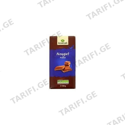 შოკოლადის ფილა ნუგა ორგანული /Alnatura/100გრ