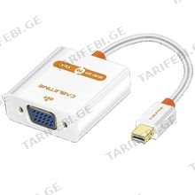 CABLETIME CT-AV588-05G-W1.8 CABLETIME Mini DisplayPort To VGA Cable Mini DP Male To VGA/SVGA Male Support Full HD (1920*1080p) Gold Plated WHITE