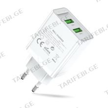 VENTION FBAW0-EU Two-Port USB(A+A) Wall Charger (18W/18W) EU-Plug White