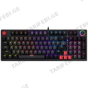 Jedel KL114 Mechanical Gaming Keyboard With Knob Rainbow Lightning Type-C 1.6m Gray