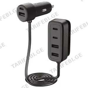TTEC SmartCharger 6in1 PD Car Fast Charger 3 USB-C + 3 USB-A