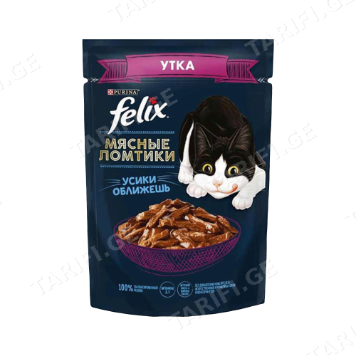 FELIX კატის ჟელე იხვის ხორცით 75გ