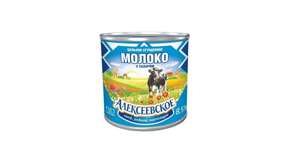შესქელებული რძე ალექსეევსკოე 8.5% 380გრ