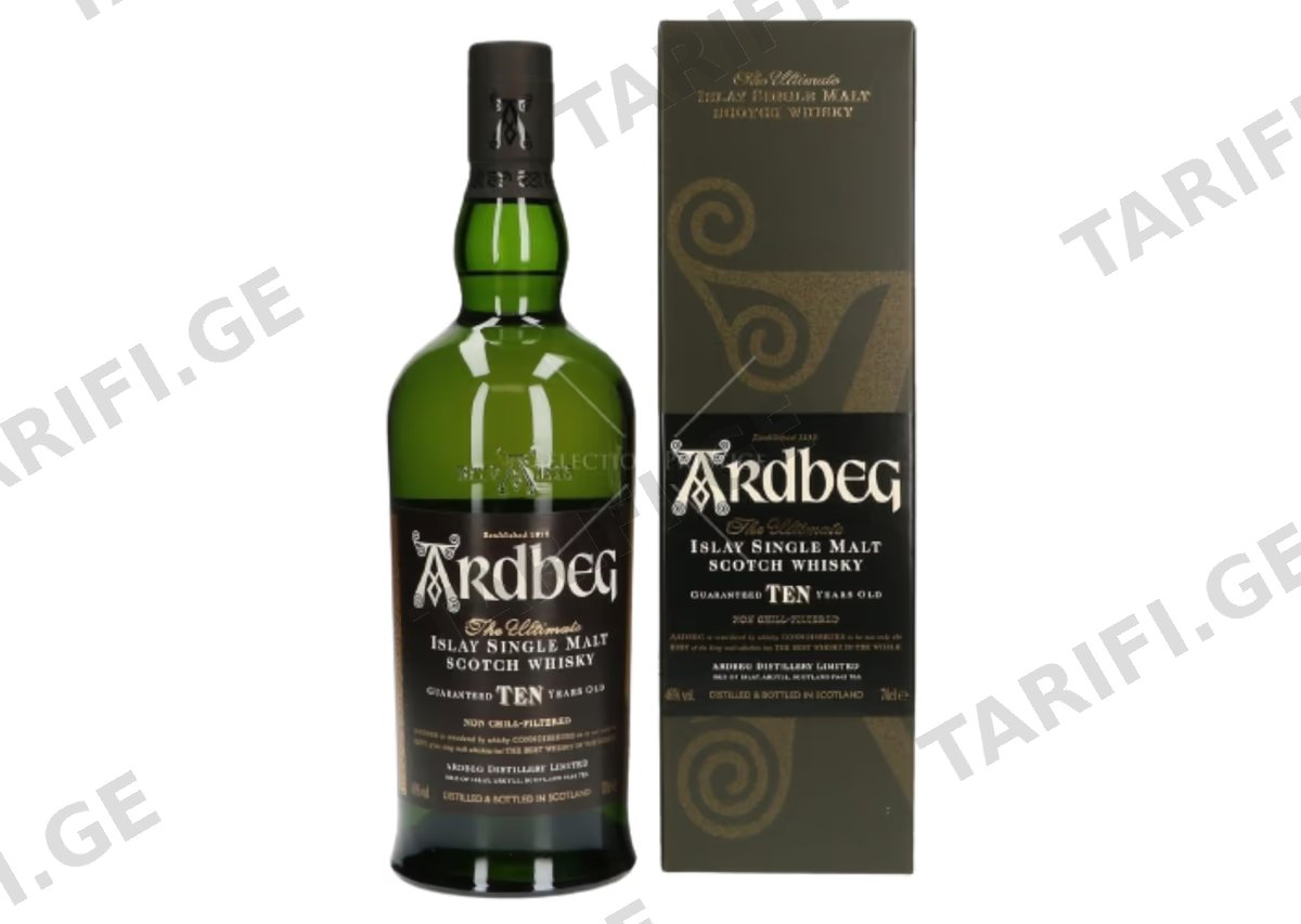 შოტლანდიური ვისკი Ardbeg, 10 წლიანი - 0.7L