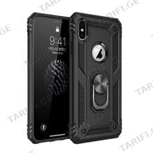 iPhone XS Sofia Ring Case სილიკონის ქეისი ბეჭდით - შავი