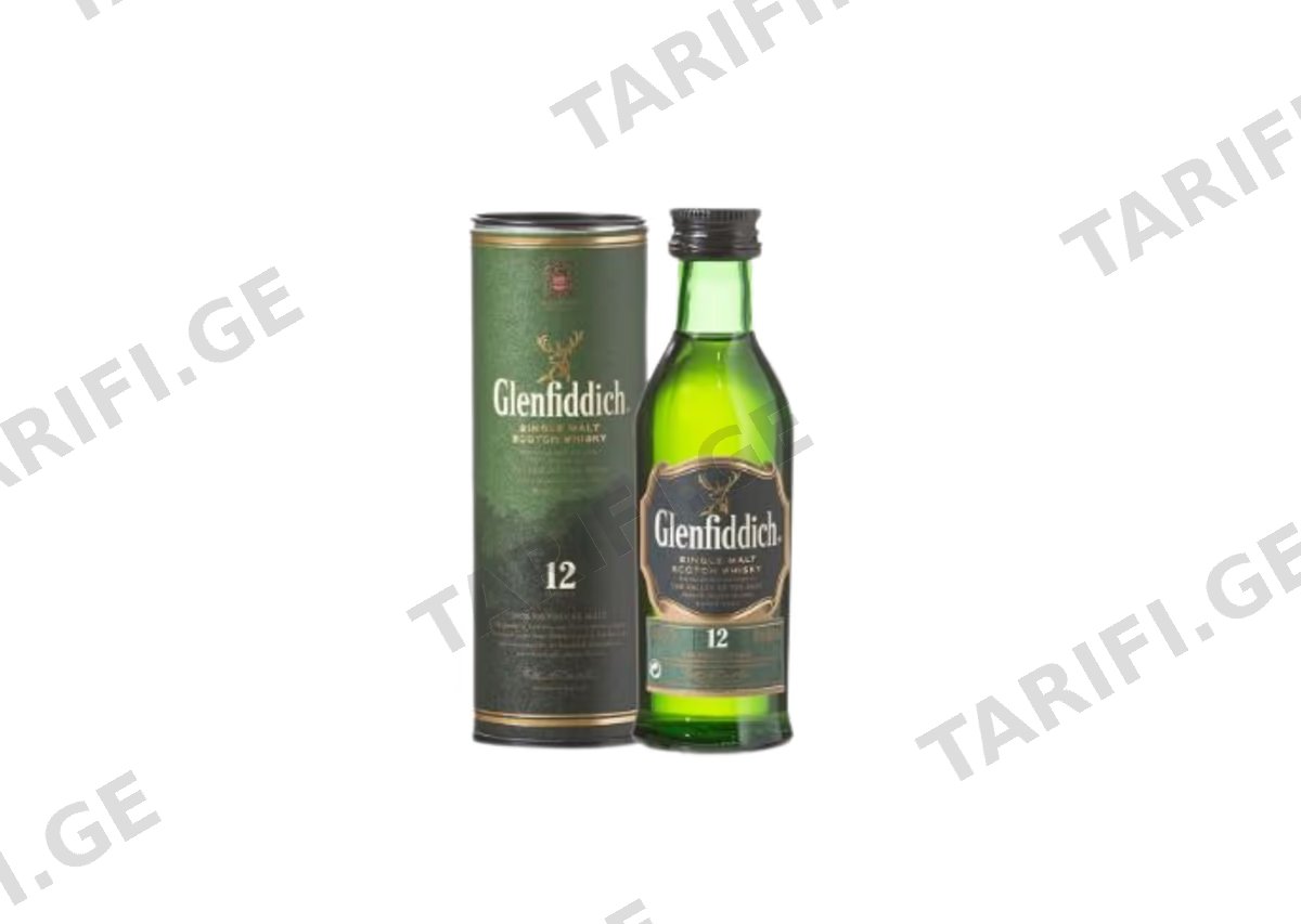 ერთალაოიანი შოტლანდიური ვისკი Glenfiddich, 12 წლიანი - 0.05L