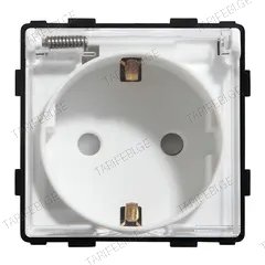 როზეტი ჩარჩოს გარეშე Socket Style 16A დამიწებით და შტორებით გამჭვირვალე თავსახურით თეთრი