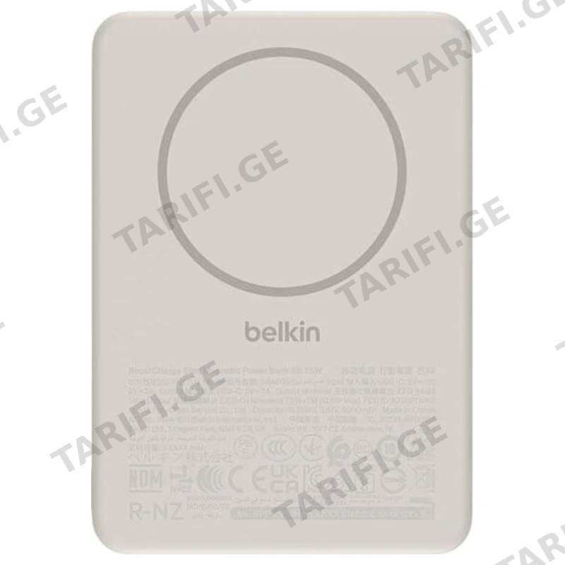 პორტატული დამტენი MAGSAFE BELKIN SLIM MAGNETIC BPD020HQSA 5000MAH ქვიშისფერი