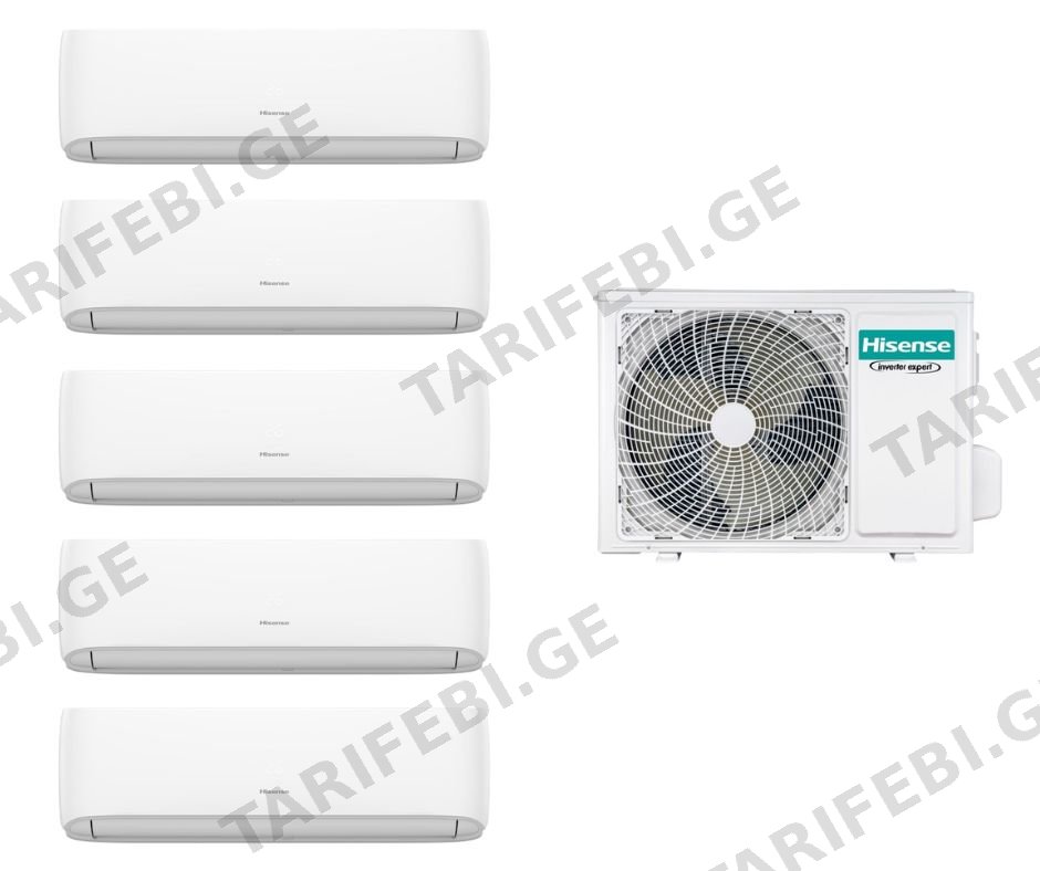 მულტი სპლიტ კონდიციონერი Hisense AMW5-36U4RQC+AST-09UW4RMRCA00+AST-09UW4RMRCA00+AST-12UW4RMRCA00B-M+AST-12UW4RMRCA00B-M+AST-12UW4RMRCA00B-M ინვერტერი შიდა და გარე ბლოკი