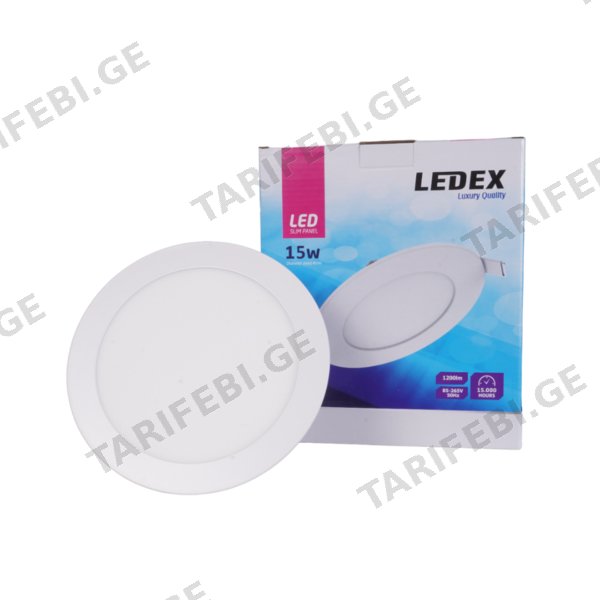 LED პანელური სანათი მრგვალი 15W 4000K LEDEX