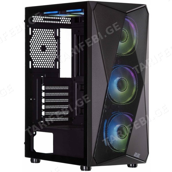 ქეისი 2E 2E-G3313B ARUBA, COMPUTER CASE, ARGB, MIDT, ATX, MINI ITX, MICRO ATX, 1XUSB3.0, 2XUSB2.0, BLACK