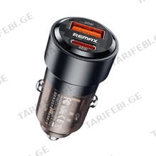 REMAX Walking Series Fast Car Charger RCC360 Black მანქანის დამტენი