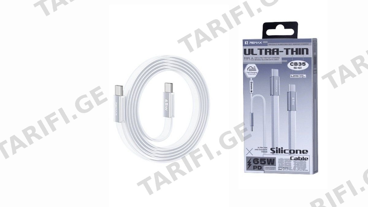 Remax CB35 C - C Ultra-thin silicone white cable