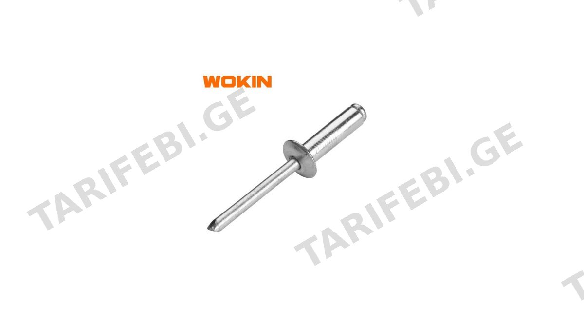მოქლონი ალუმინის ტყვიები Wokin 216610, 3.2, 10MM, 50Pcs, Open End Blind Rivet, Silver
