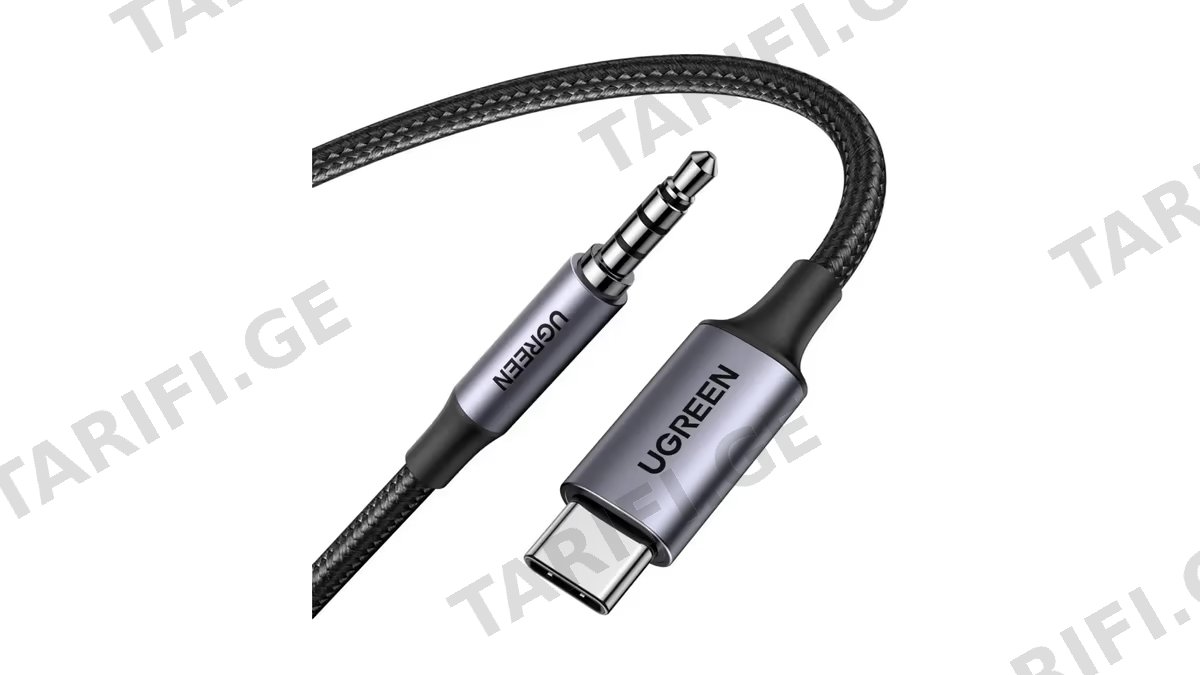 აუდიო ადაპტერი UGREEN CM734 (35056), Type-C to 3.5mm Aux Cable, 1M, Grey