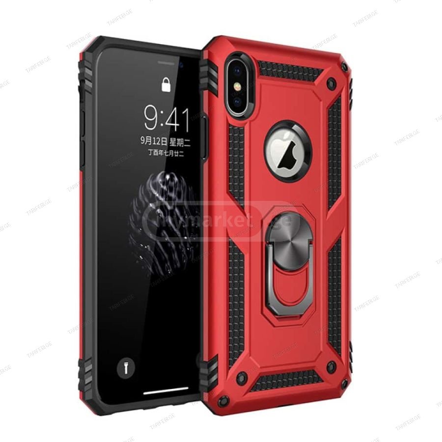 iPhone XS Sofia Ring Case სილიკონის ქეისი ბეჭდით - წითელი
