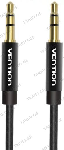VENTION BAGBD Fabric Braided 3.5mm Male to Male Audio Cable 0.5M Black Metal Type აუდიო კაბელი