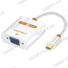 CABLETIME CT-AV588-05G-W1.8 CABLETIME Mini DisplayPort To VGA Cable Mini DP Male To VGA/SVGA Male Support Full HD (1920*1080p) Gold Plated WHITE