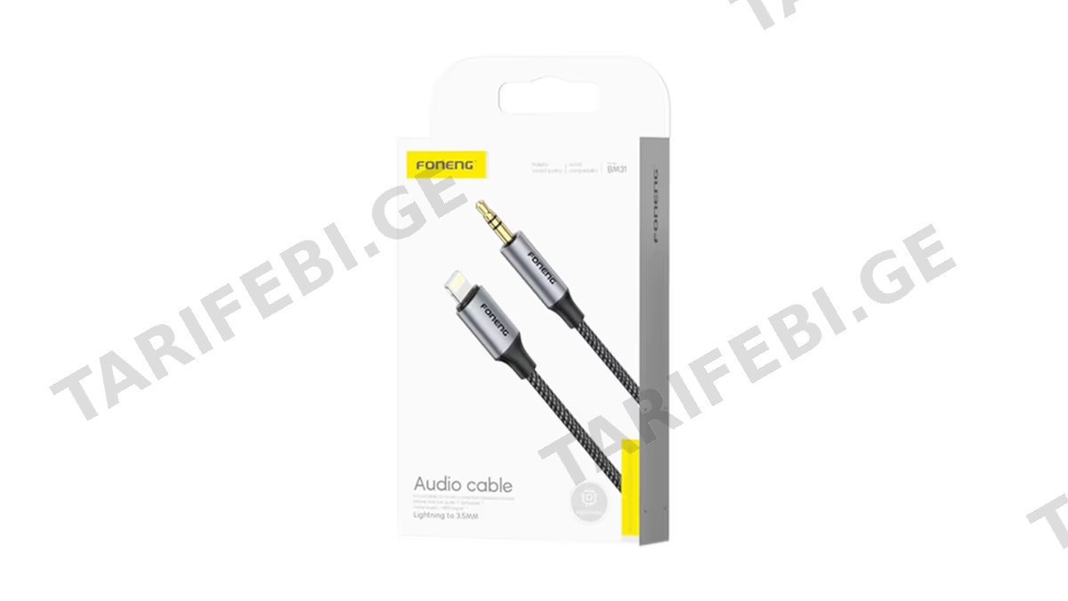 FONENG BM31 Lightning AUX 3.5mm Audio კაბელი (8990)