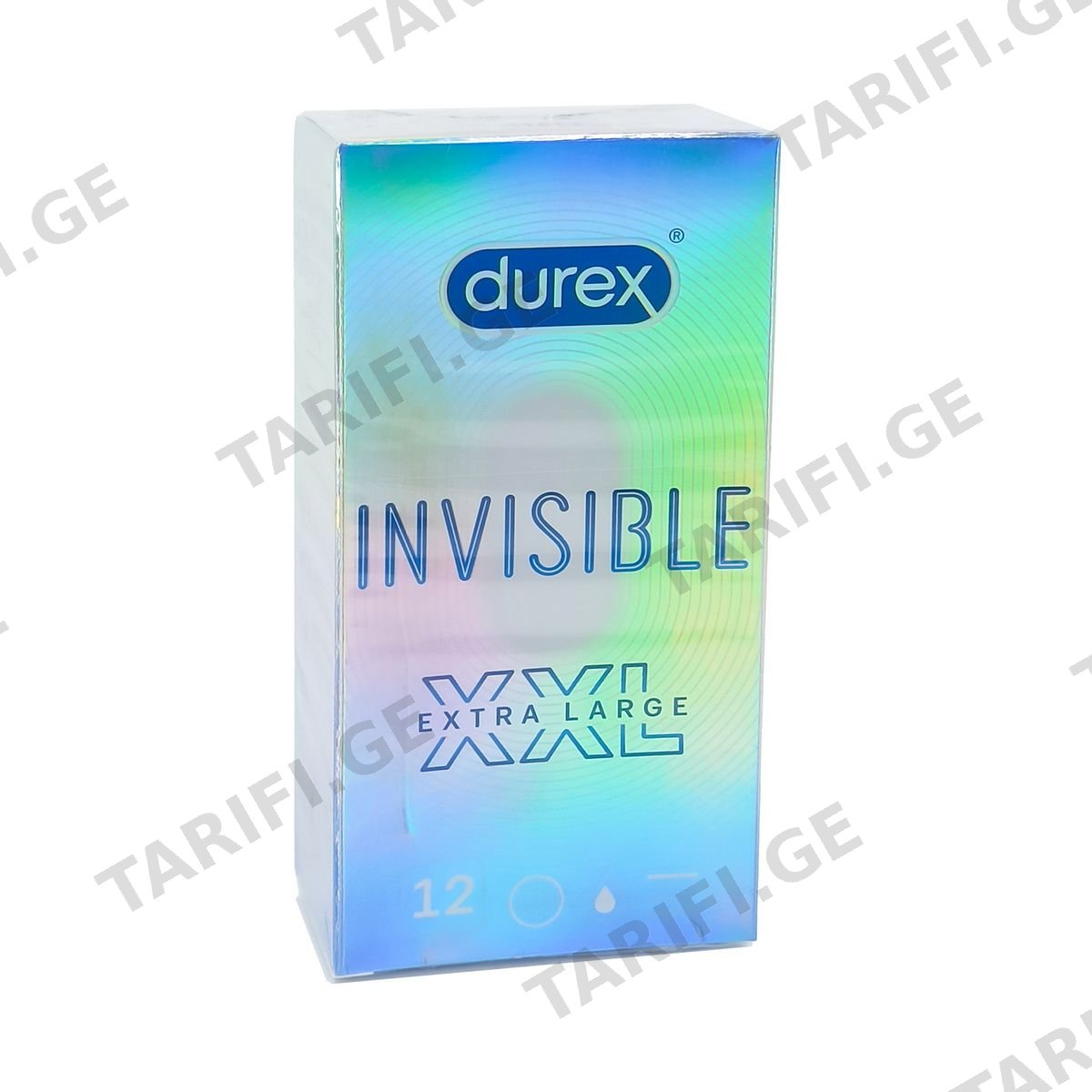 პრეზერვატივი INVISIBLE XXL 12 ცალი დურექსი - Durex