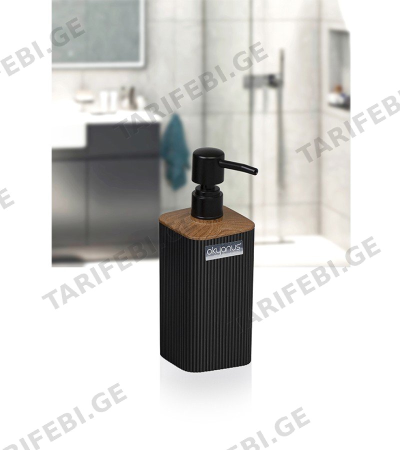 სასაპნე დისპენსერი OKY-425-3 ფერი: Black/wooden OKYANUS