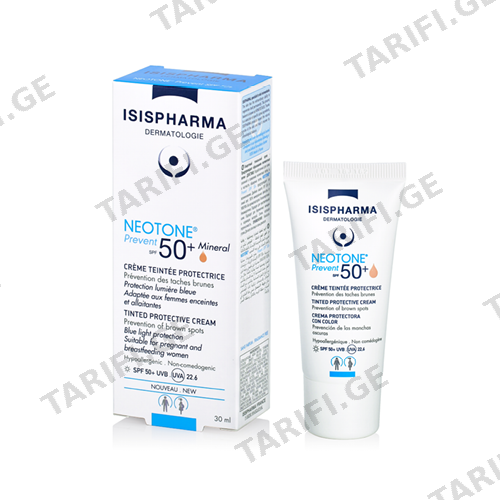 ისისფარმა - Neotone სახის კრემი მზისგან დამცავი SPF50 შეფერლი ორსულთა/მეძუძურთა პიგმენტური ლაქების 30მლ