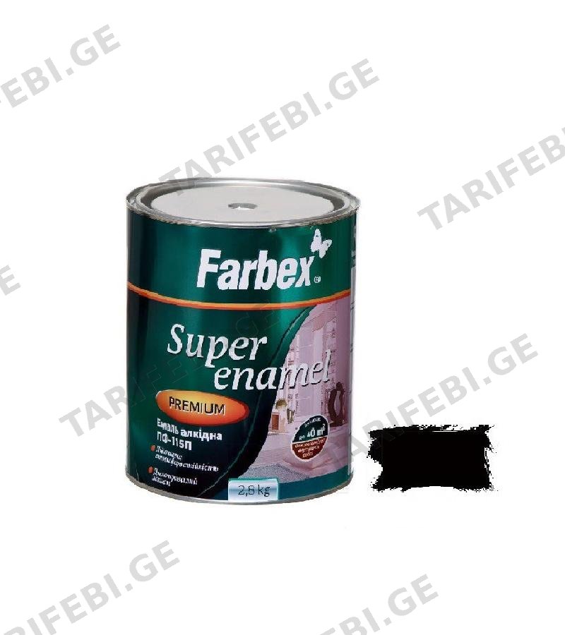 საღებავი ემალი ПФ-115П Farbex Color черный 0,9 კგ