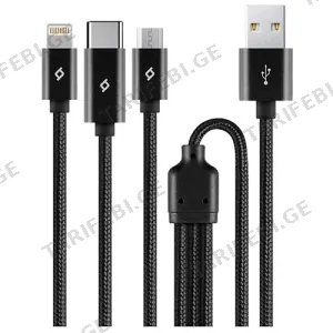 Ttec AlumiCable Trio USB-A - USB-C/Lightning/Micro USB 1m Black 2DK39S