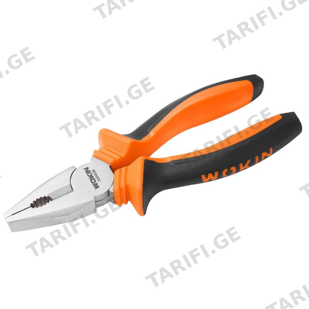 ბრტყელტუჩა Wokin 100007, 180mm COMBINATION PLIERS, Black/Orange