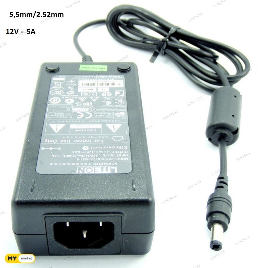 Power Supply Charger DC 12V  5A and 2.5A 60W  (5,5 mm / 2,5