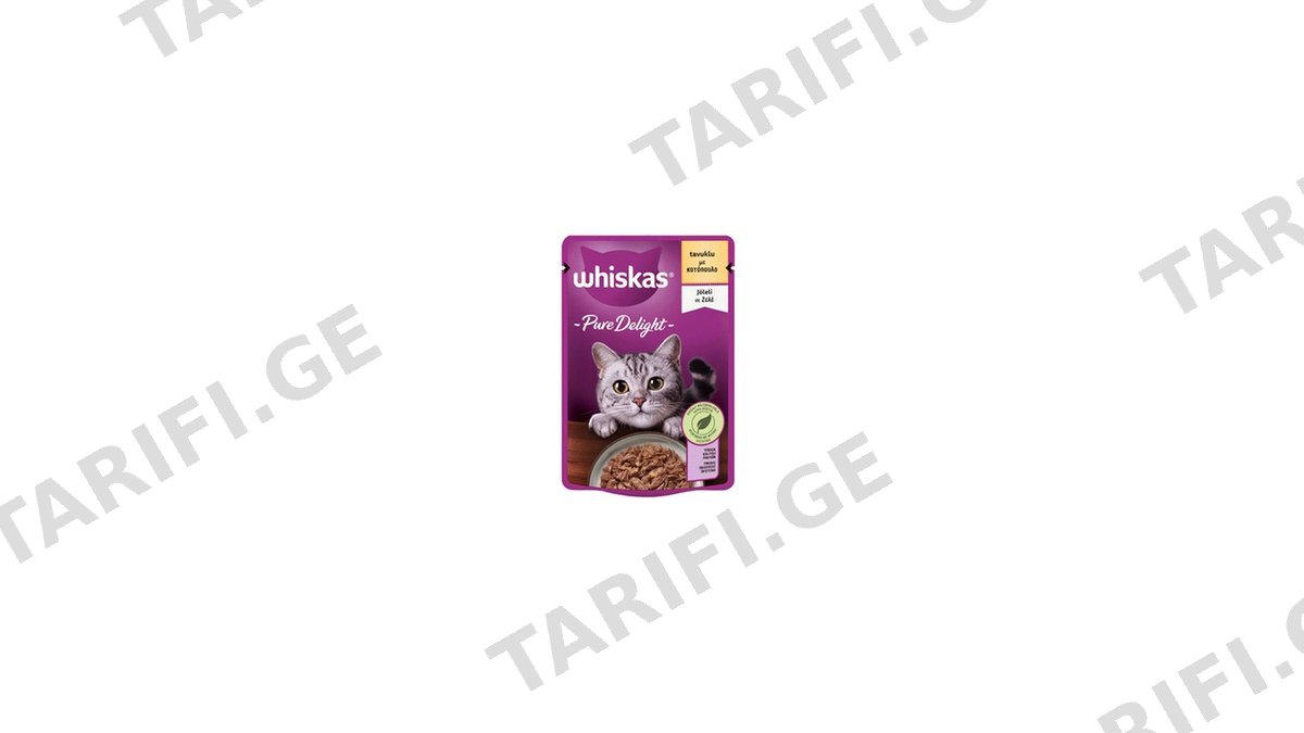 WHISKAS კატის კვება ქათმის ჟელე 85გრ